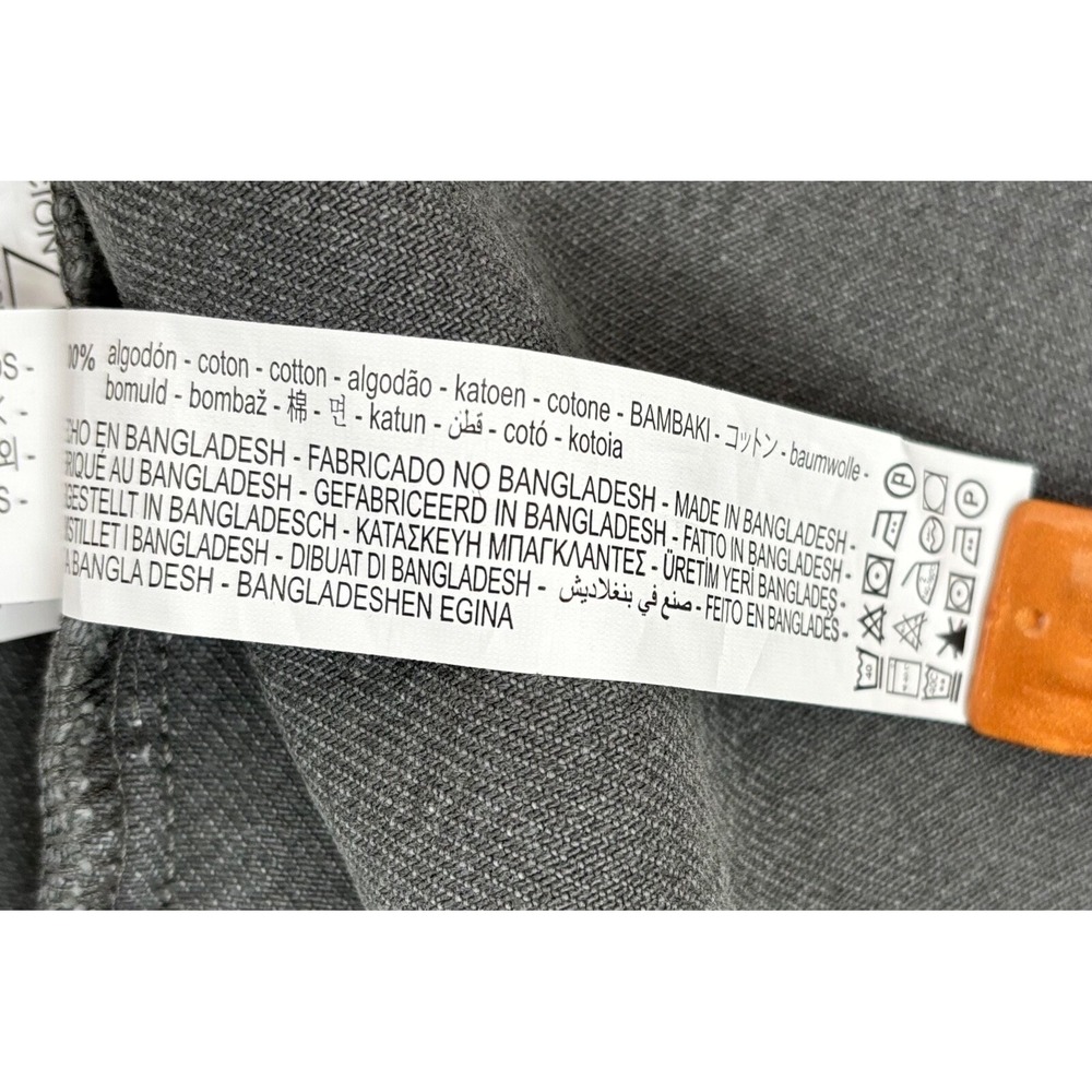 Zara XL Gray Denim Embellished Utility Jacket Crystal Stud Collar Pockets NWT - Picture 7 of 7